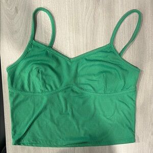 Gaze Green Ribbed Tank Top